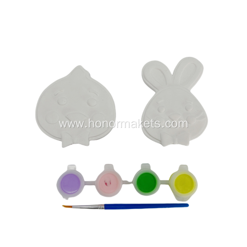 2PCS Easter DIY Painting with 4 color acrylic paint